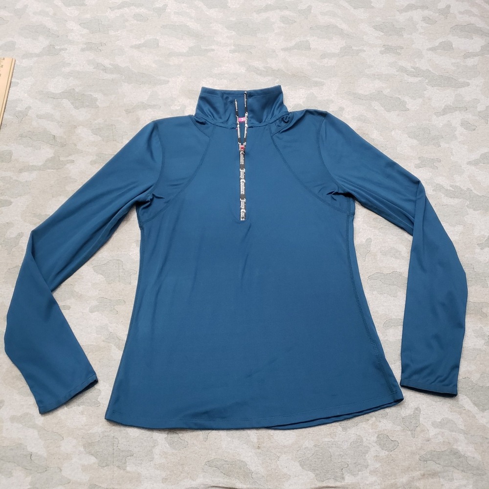Juicy Couture Top‎ Womens Small Green Quarter Zip Long Sleeve